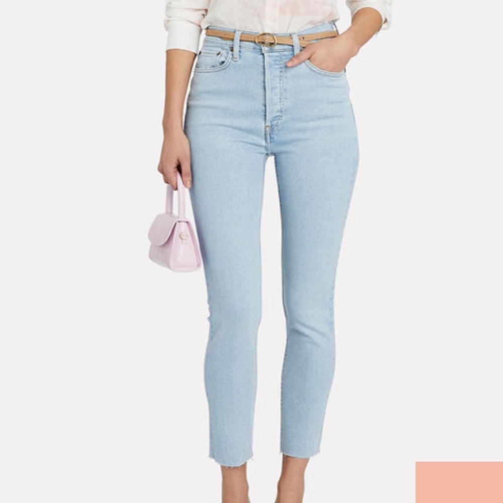 Re/Done Levi’s 90’s Women's Light Blue high‎ rise button fly stretchy Jeans 31